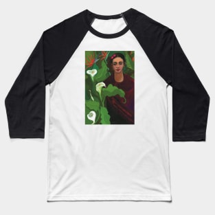 Frida with Calla Lilies and Birds of Paradise Baseball T-Shirt